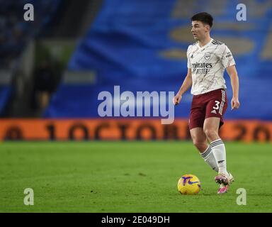 Brighton und Hove, Großbritannien. Dezember 2020. Arsenals Kieran Tierney während des Premier League-Spiels im American Express Community Stadium, Brighton and Hove Bild von Daniel Hambury/Focus Images/Sipa USA 29/12/2020 Credit: SIPA USA/Alamy Live News Stockfoto