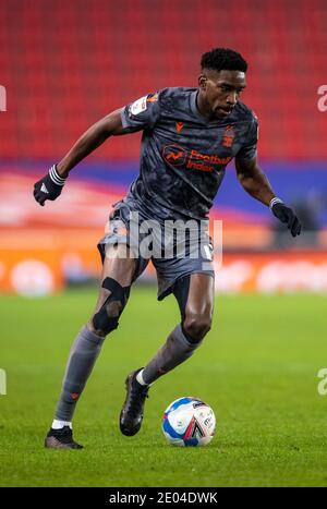 29. Dezember 2020; bet365 Stadium, Stoke, Staffordshire, England; English Football League Championship Football, Stoke City gegen Nottingham Forest; Sammy Ameobi von Nottingham Forest Stockfoto