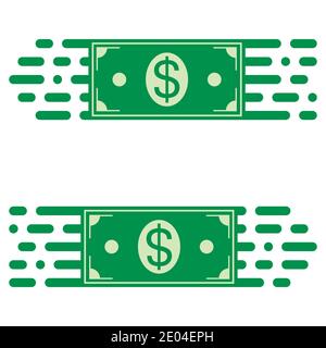 Logo schnelle Übertragung von Geld, eine Dollar-Rechnung in kurzer Bewegung. vektor-Konzept der schnellen Übertragung von Geldern Stock Vektor