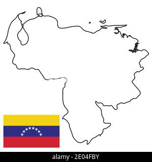 Skizzieren Land des Staates Venezuela, Vektor der Grenze Umriss des Staates Venezuela Stock Vektor