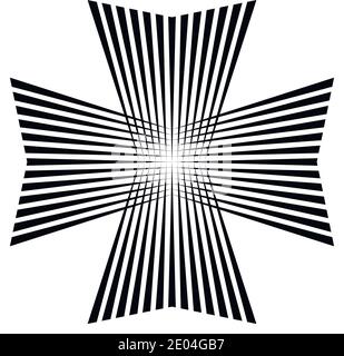 Malteserkreuz, mit Kunst aus den Strahlen Streifen, Vektor-Symbol des Sieges und der Macht Stock Vektor