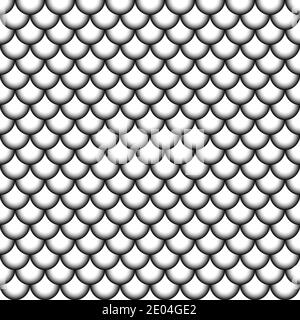 Nahtloses Muster Fisch Skalen Asiatischen Stil Vektor Hintergrund nahtlose Kreise mit schwarz-weiß-Verlauf, Fischschuppen Stock Vektor