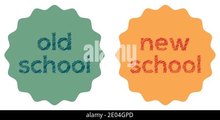 Aufkleber Abzeichen, Label Stil alte und neue Schule, Vektor-Oldschool Stil Aufkleber Stock Vektor