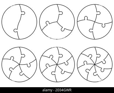 Vorlage für Infografiken, ein Kreis unterteilt in Sektoren durch Puzzle-Elemente, Vektor-Set Runde Rätsel für Infografiken Stock Vektor