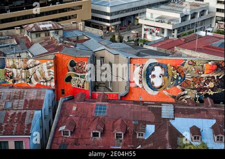 Berühmte Street Art Graffiti in Valparaiso. Stockfoto