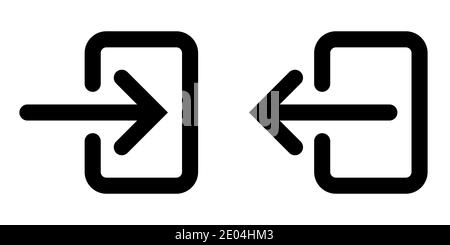 Symbole an- und abmelden App Vektor Symbol Abmelden und Anmeldung, Pfeil und Tür Symbol Verlassen und Eingabe Stock Vektor