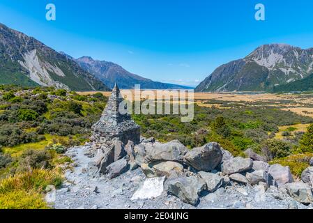 Denkmal für die Opfer von Aoraki / Mt Cook Nationalpark In Neuseeland Stockfoto