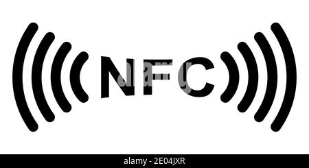 Sign-Symbol, NFC-Nahfeldkommunikation, Vektorsymbol kontaktloses Zahlungslogo. NFC-Zahlungssymbol für Apps Stock Vektor