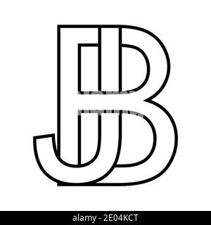 Logo Zeichen bj jb Symbol Zeichen zwei Zeilensprungbuchstaben b, j Vektor Logo bj, jb erste Großbuchstaben Muster Alphabet b, j Stock Vektor
