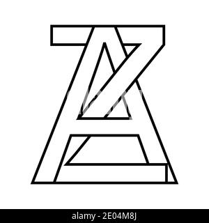 Logo Zeichen az, za Symbol Zeichen interlaced Buchstaben A, Z Vektor Logo az, za erste Großbuchstaben Muster Alphabet a, z Stock Vektor