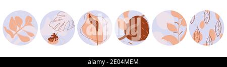 Social Media Floral Highlight Icon Set. Vektorgrafik Stock Vektor