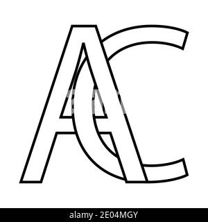 Logo ac Symbol Zeichen zwei Zeilensprungbuchstaben A C Vektor Logo ac erste Großbuchstaben Muster Alphabet a c Stock Vektor