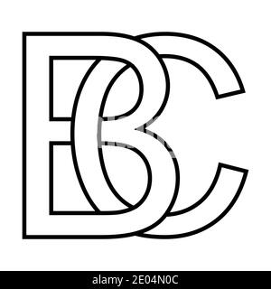 Logo Zeichen bc, cb Symbol Zeichen zwei Zeilensprungbuchstaben B und C Vektor-Logo bc, cb erste Großbuchstaben Muster Alphabet b, c Stock Vektor