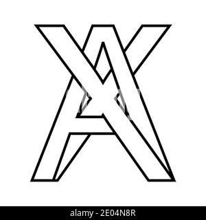 Logo Zeichen Axt, xa Symbol Zeichen Zeilensprungbuchstaben A, X Vektor Logo Axt, xa erste Großbuchstaben Muster Alphabet A, x Stock Vektor