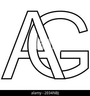 Logo Icon ag Icon Zeichen zwei Zeilensprungbuchstaben A, G Vektor Logo ag erste Großbuchstaben Muster Alphabet A, g Stock Vektor