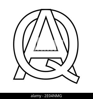 Logo-Zeichen aq, qa-Symbol Zeichen Zeilensprungbuchstaben A, Q-Vektor-Logo aq, qa erste Großbuchstaben Muster Alphabet A, q Stock Vektor