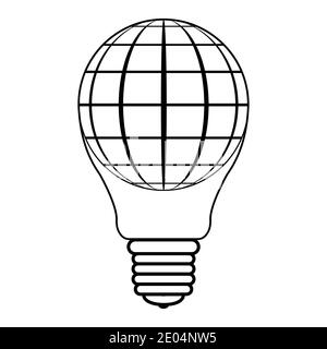 Icon Logo Ballon in Form von Glühbirnen und Kugeln Globus Planet Erde, Vektor-Glühbirne Ballon Konzept des Friedens, erfolgreiches Geschäft und friedlich Stock Vektor