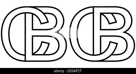 Logo Zeichen bc und cb Symbol Zeichen zwei Zeilensprungbuchstaben B, C Vektor-Logo bc, cb erste Großbuchstaben Muster Alphabet b, c Stock Vektor