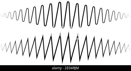 Audio-Schallwelle. Sound Wave Amplitude Tattoo Stimme Aufnahme, Musik Audio-Symbol, Equalizer, Radio-Logo und Wellenform Amplitude Musik Design Klingeltöne Stock Vektor