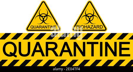 Zeichen Symbol Quarantänezone Bereich Stopp neuartige Coronavirus Ausbruch covid 19 2019 nCoV Symptome in China, Vektor Quarantäne Biohazard Zeichen biologisch Stock Vektor