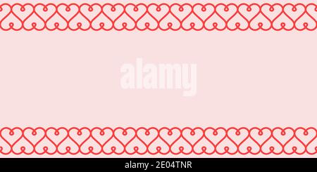 Valentinstag Grußkarte Vorlage, Vektor horizontale Valentinskarte mit kalligraphischen Muster der Herzen Stock Vektor