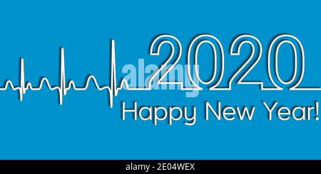 Medical Christmas Fitness Banner, 2020 glückliches neues Jahr, Vektor 2020 Gesundheit Medical style Welle Herzschlag, Konzept Fitness gesunde Lebensweise Stock Vektor