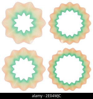 Set Zertifikat Runde Guilloche Wasserzeichen Schutz wertvolle Dokumente gegen Fälschung von Banknoten, Vektor Guilloche Wasserzeichen für Diplom Stock Vektor