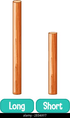 Entgegengesetzte Adjektive Wörter mit langer und kurzer Illustration Stock Vektor