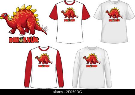 Set von verschiedenen Arten von Shirt in Dinosaurier-Thema mit Dinosaurier Logo Illustration Stock Vektor
