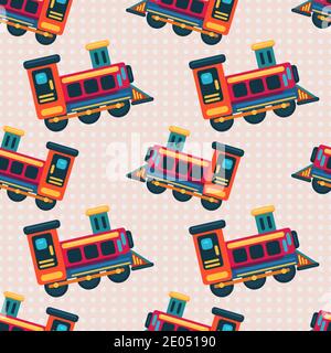 Lokomotive Spielzeug nahtlose Muster Vektor Illustration Stock Vektor
