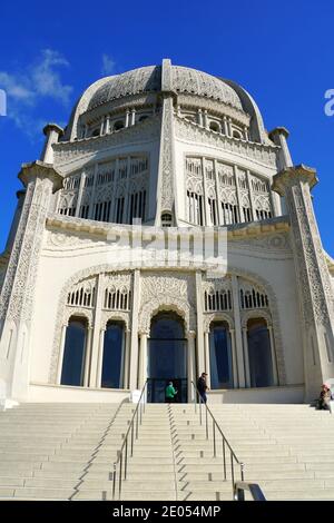 Wilmette, Illinois, USA - 13. Oktober 2018 - der Blick auf das Baha'i Haus der Anbetung während des Tages Stockfoto