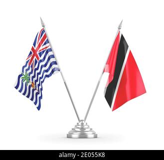 Trinidad und Tobago und British Indian Territory Tabelle Flaggen isoliert Auf Weiß Stockfoto