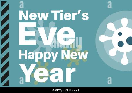 New Tiers Eve - Happy New Year - Vektor Illustration mit Viren-Logos auf blauem Hintergrund Stock Vektor
