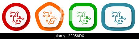 Schaltung, Technologie, Chip, Prozessor Vektor Icon Set, flache Design-Tasten auf weißem Hintergrund Stock Vektor