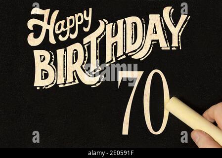 Kreidetafel und alles gute zum 70. Geburtstag Stockfoto