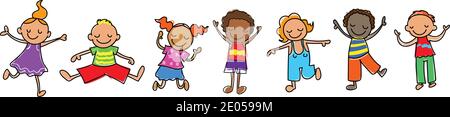 Happy Kids tanzen, ethnische Kinder, Vektor-Illustration Stock Vektor