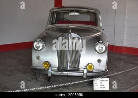 16. November 2020, Auto World Vintage Car Museum. Ahmedabad, Gujarat, Indien. TRIUMPH KANN BLÜHEN, JAHR 1951, ENGLAND, SALOON Stockfoto