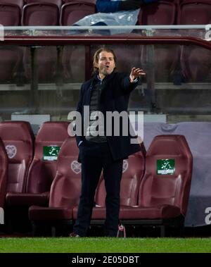 Scottish Championship - Heart of Midlothian / Arbroath. Tynecastle Park, Edinburgh, Midlothian, Großbritannien. Dezember 2020. Hearts ist Gastgeber von Arbroath bei der Scottish Championship im Tynecastle Park, Edinburgh. Foto zeigt: HeartsÕ-Manager Robbie Neilson. Kredit: Ian Jacobs/Alamy Live Nachrichten Stockfoto