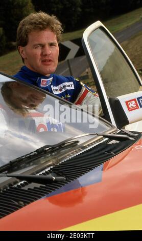 Malcolm Wilson in seinem Vauxhall Astra GTE 16V Rallye-Auto Am Millbrook Proving Ground UK 1989 Stockfoto
