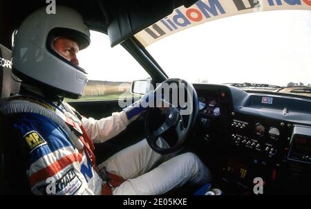 Malcolm Wilson in seinem Vauxhall Astra GTE 16V Rallye-Auto Am Millbrook Proving Ground UK 1989 Stockfoto