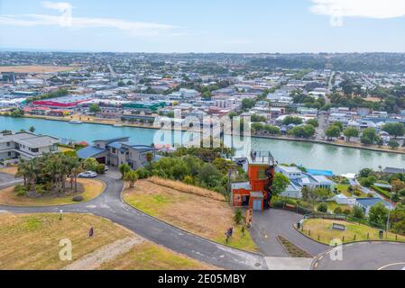 WHANGANUI, NEUSEELAND, 13. FEBRUAR 2020: Luftaufnahme von Whanganui, Neuseeland Stockfoto