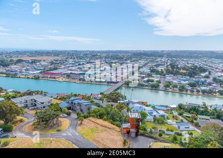 WHANGANUI, NEUSEELAND, 13. FEBRUAR 2020: Luftaufnahme von Whanganui, Neuseeland Stockfoto