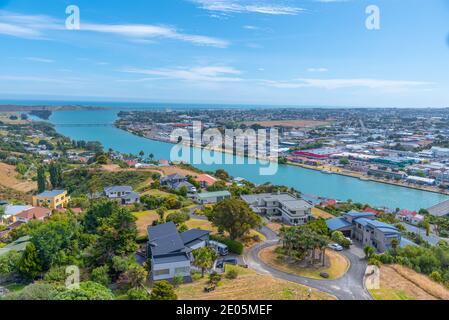 WHANGANUI, NEUSEELAND, 13. FEBRUAR 2020: Luftaufnahme von Whanganui, Neuseeland Stockfoto