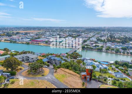 WHANGANUI, NEUSEELAND, 13. FEBRUAR 2020: Luftaufnahme von Whanganui, Neuseeland Stockfoto