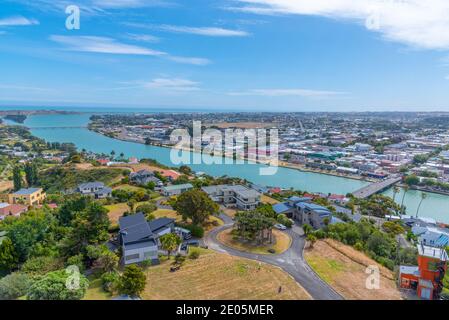 WHANGANUI, NEUSEELAND, 13. FEBRUAR 2020: Luftaufnahme von Whanganui, Neuseeland Stockfoto