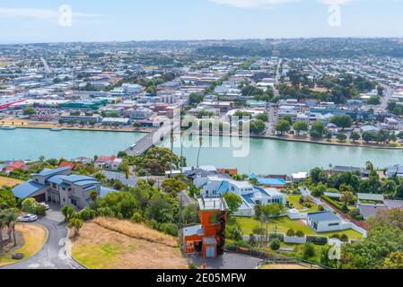 WHANGANUI, NEUSEELAND, 13. FEBRUAR 2020: Luftaufnahme von Whanganui, Neuseeland Stockfoto