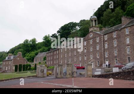 Neue Gebäude, New Lanark, Mühlenarbeiter Wohnungen Stockfoto