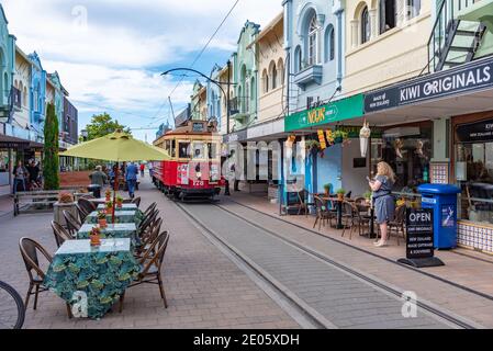 CHRISTCHURCH, NEUSEELAND, 21. JANUAR 2020: Restaurants in der New Regent Street in Christchurch, Neuseeland Stockfoto