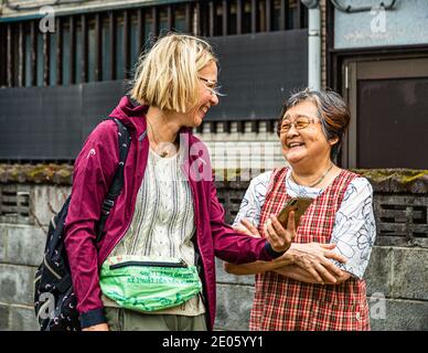 Culture Clash gelöst in Übersetzung, Nishiizu-Cho, Japan Stockfoto