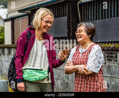 Culture Clash gelöst in Übersetzung, Nishiizu-Cho, Japan Stockfoto